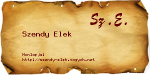 Szendy Elek névjegykártya